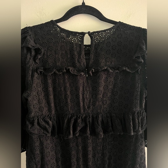 Madewell Black Eyelet Lace Dress Ruffle Tiered Mini Size 0 XXS Boho Cottagecore - Picture 6 of 6